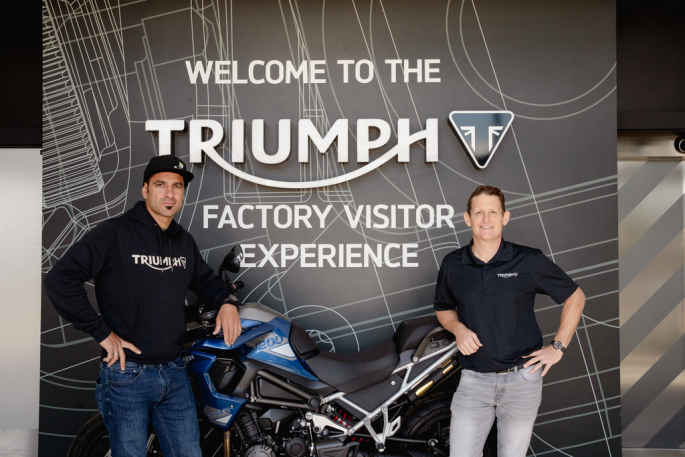 Ivan Cervantes l and Ricky Carmichael r at the Triumph Factory 1